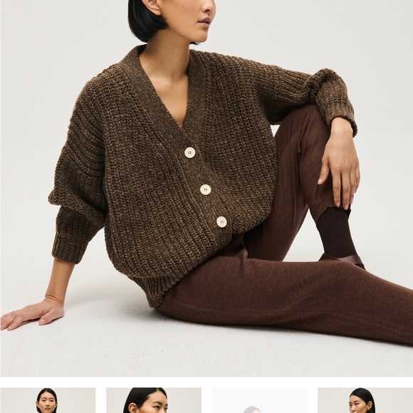 Babaa Brown Chunky Knit Cardigan Sweater no19 - Picture 2 of 2